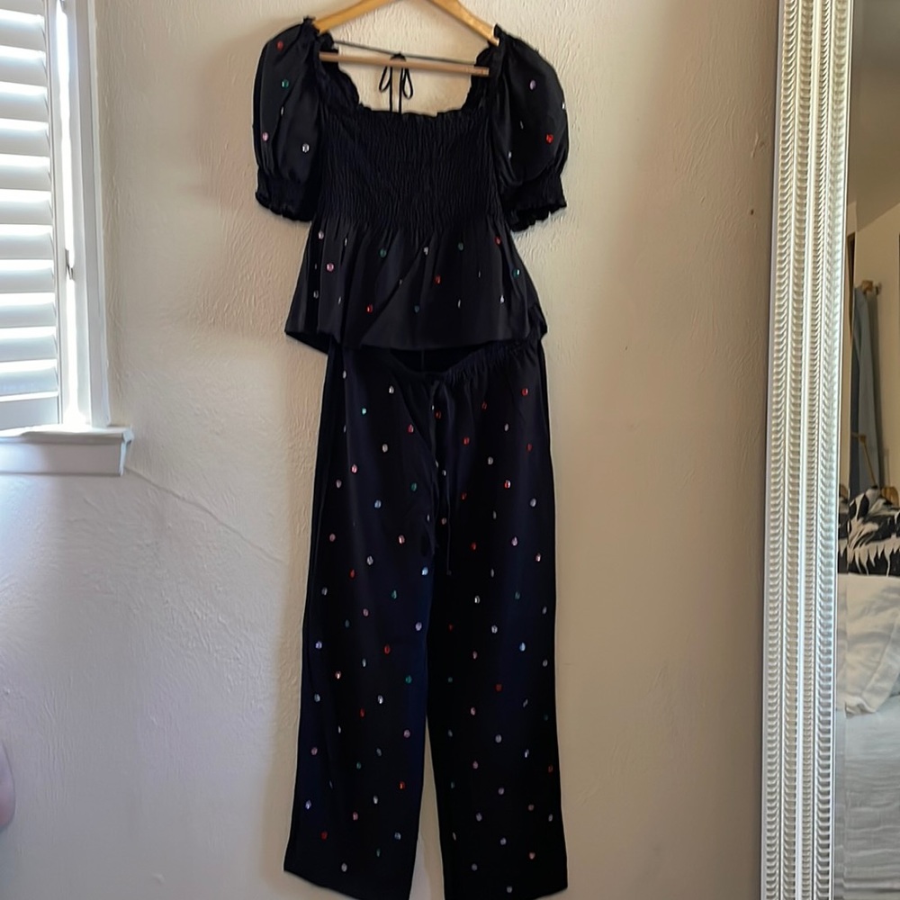 Hill House Home Jeweled Jammie Set in black